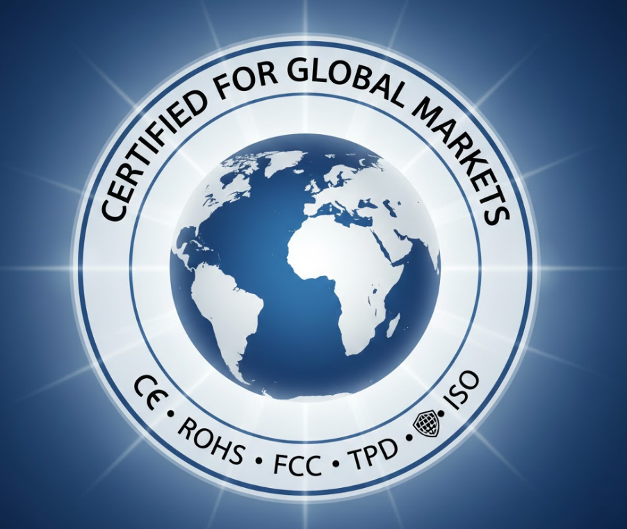 Certified for Global Markets: CE，ROHS，FCC，TPD ， ISO