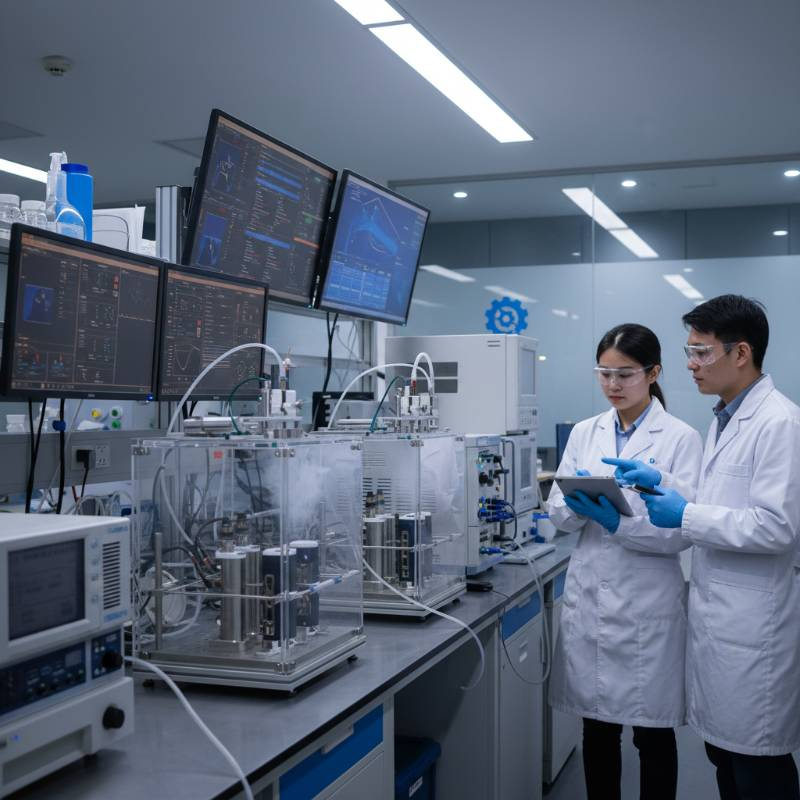 A professional laboratory setting with vape devices being tested for compliance A professional laboratory setting with vape devices being tested for compliance