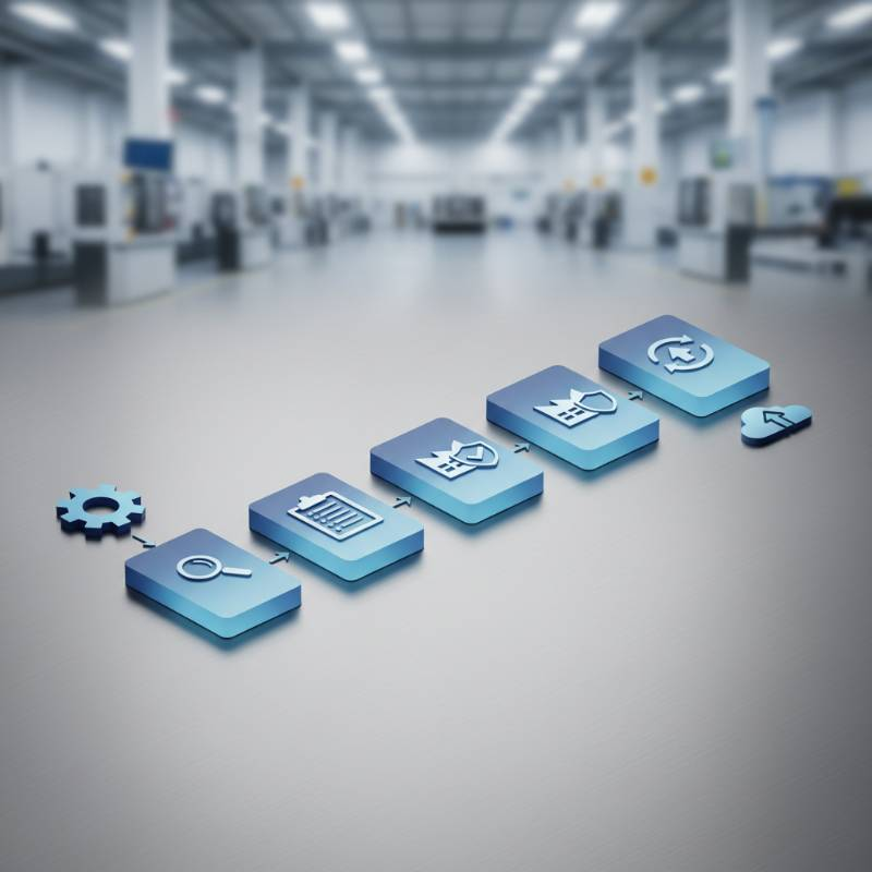 A flowchart showing a 4-step compliance process for manufacturing A flowchart showing a 4-step compliance process for manufacturing