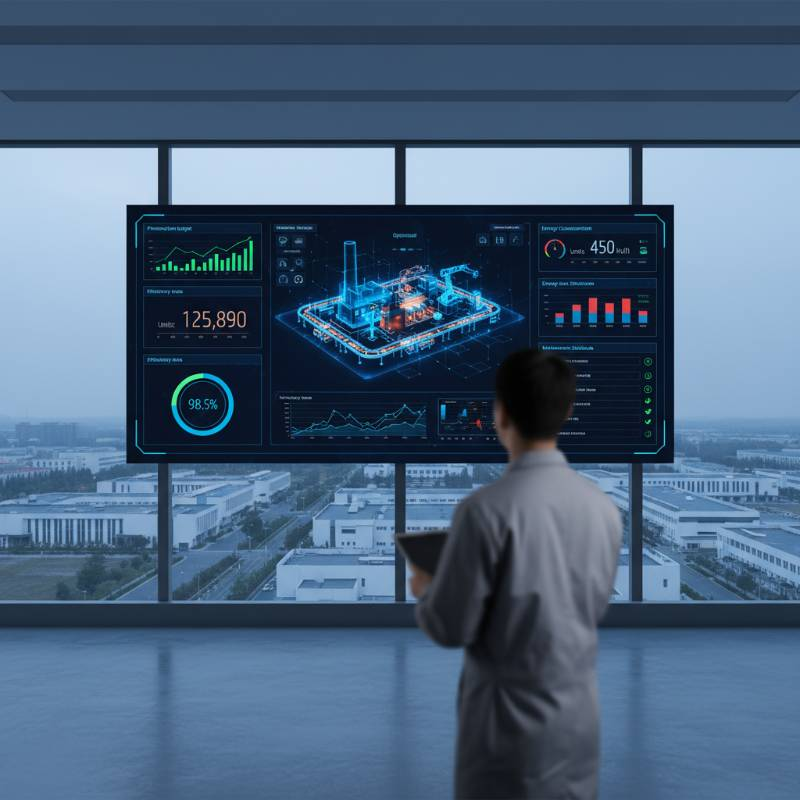 Digital dashboard showing real-time factory monitoring Digital dashboard showing real-time factory monitoring